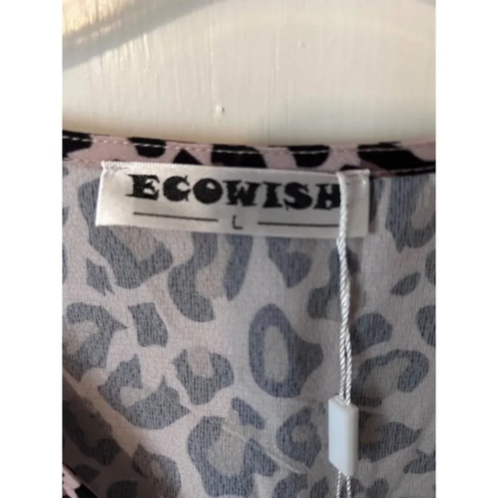 ECOWISH Animal Print Short Sleeve Button Detail Dress Women's Size Lg‎ NWT - Picture 5 of 13